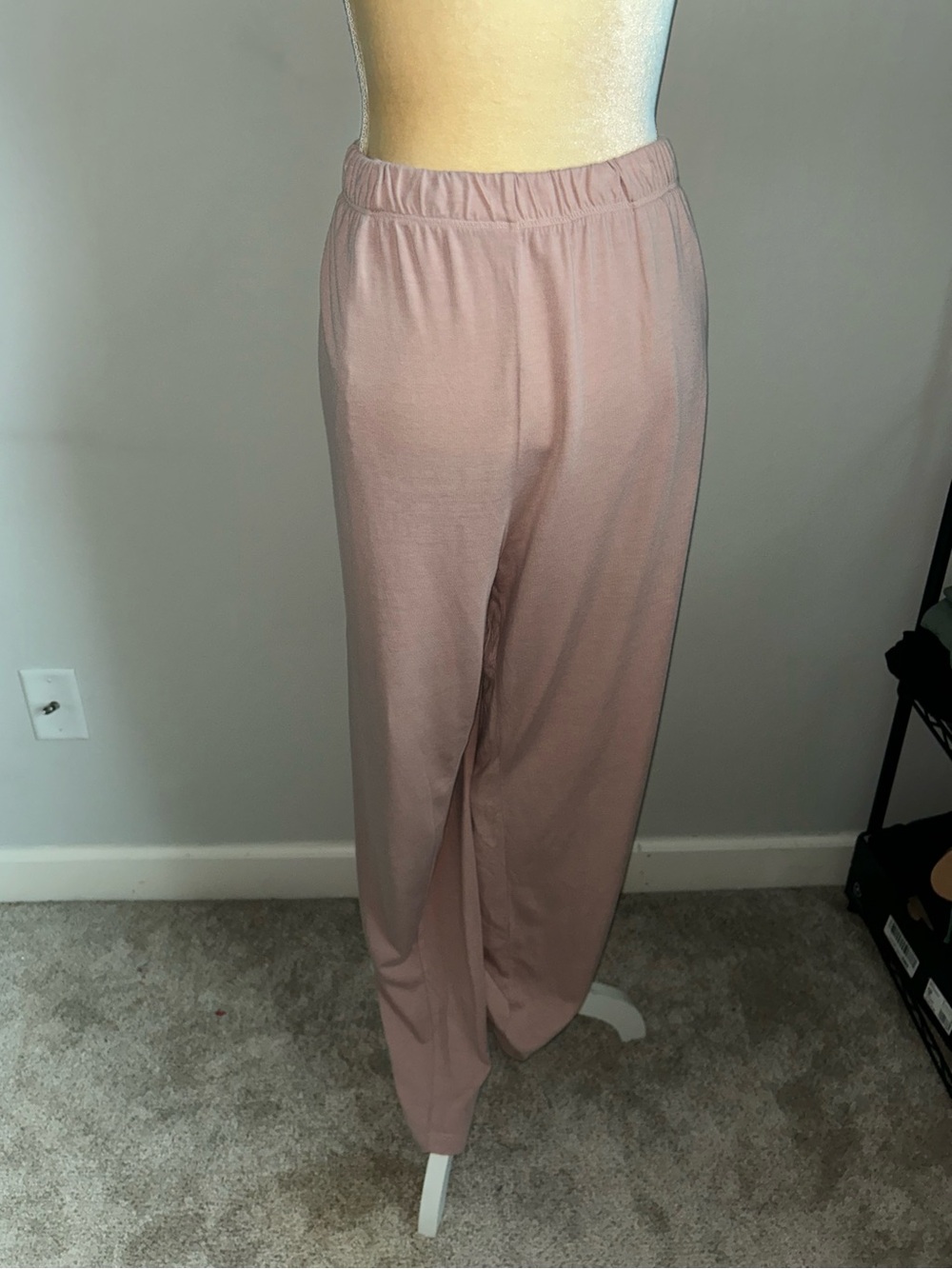 NEW MATE the Label Lounge  Wide Leg Elastic Waist Pants in Dusty Rose Sz 1X